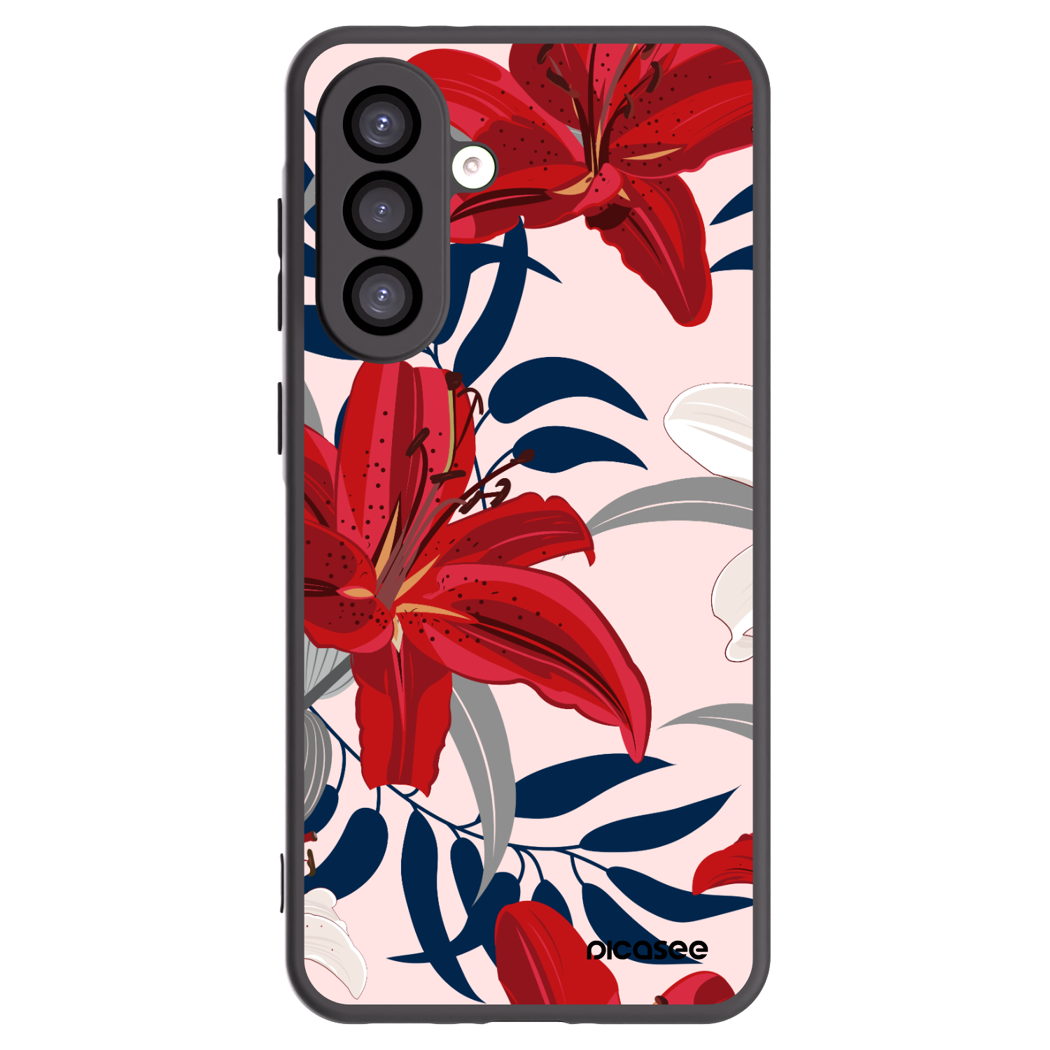 Picasee Μαύρη θήκη σιλικόνης για Samsung Galaxy A26 5G A266B - Red Lily
