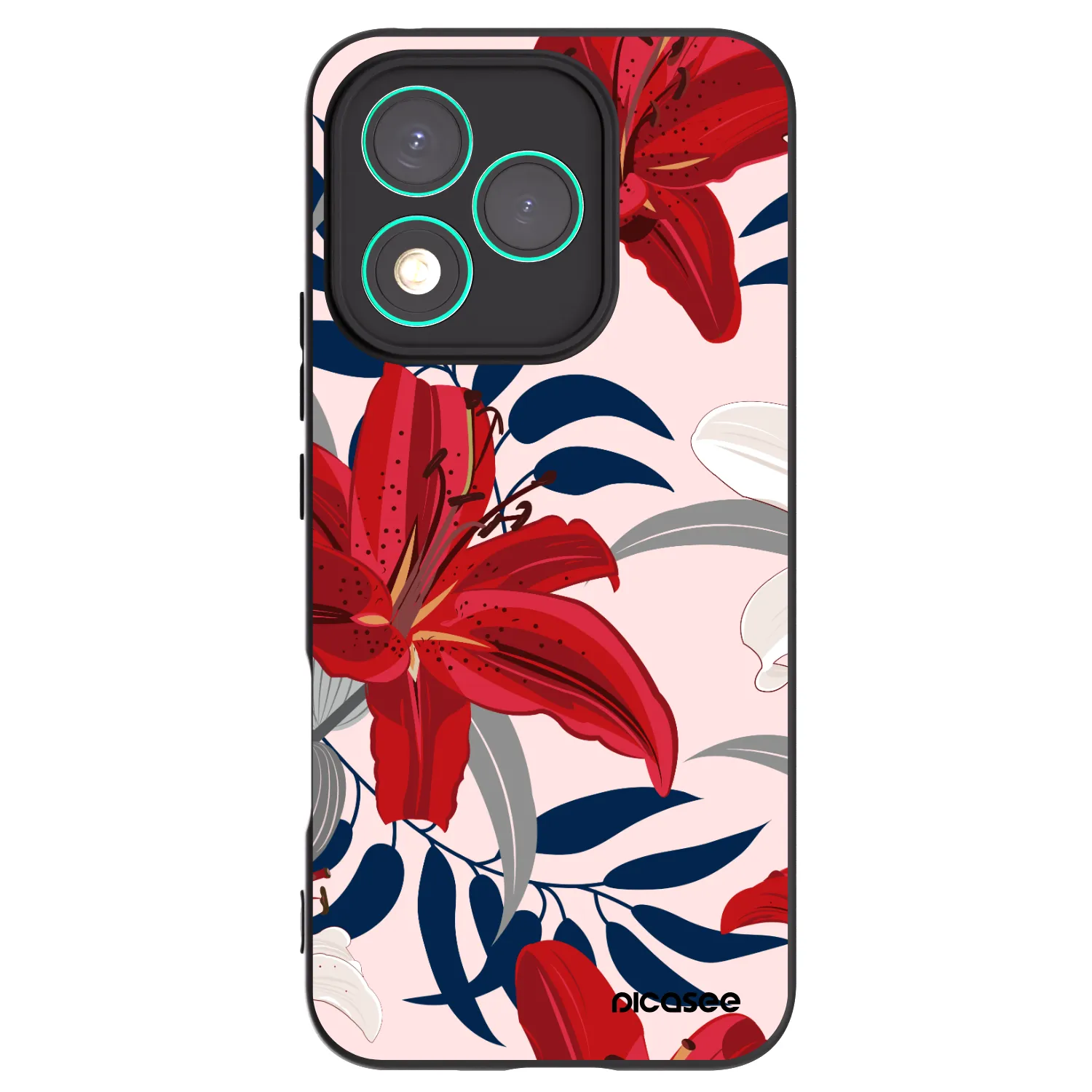 Picasee Μαύρη θήκη σιλικόνης για Honor 400 Lite 5G - Red Lily