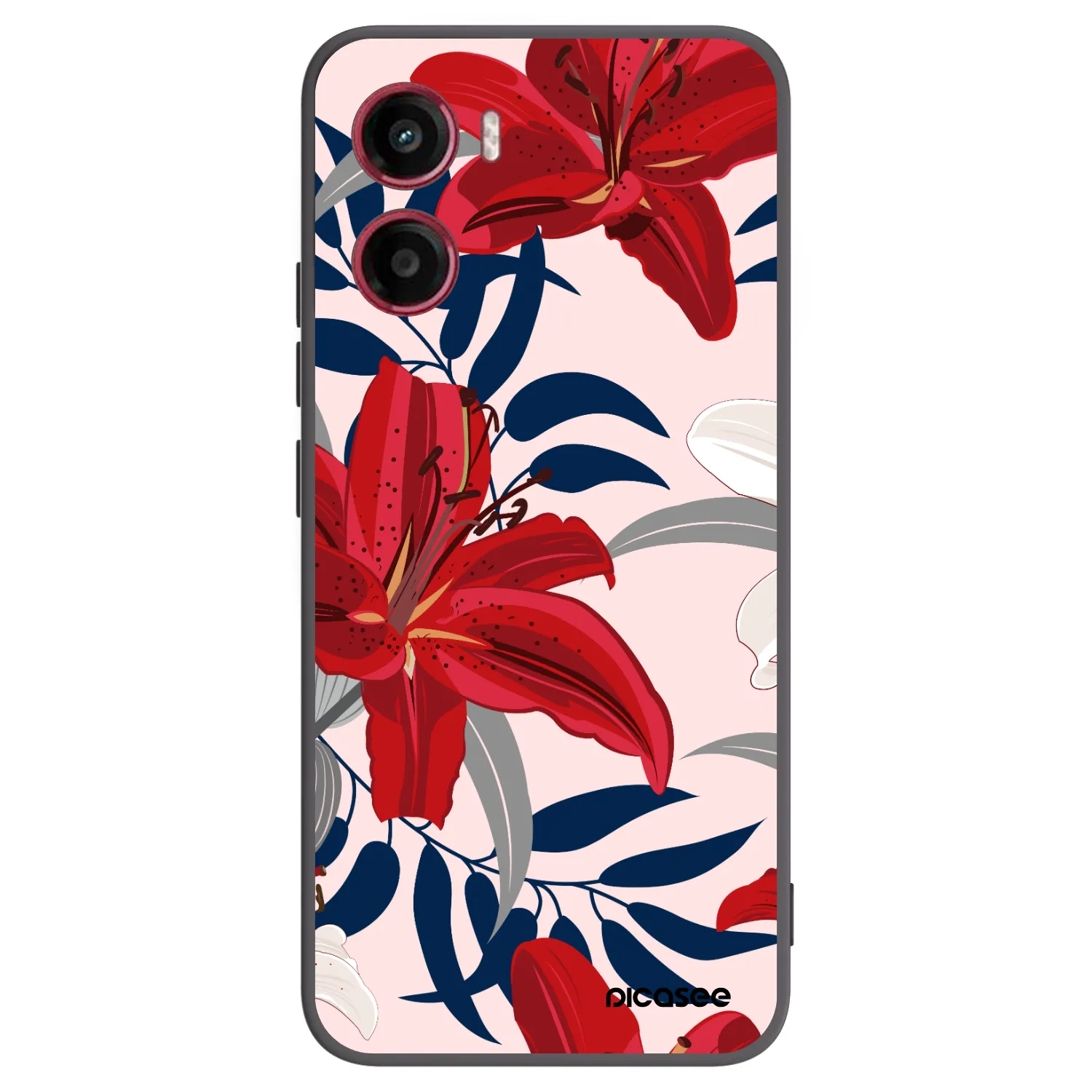 Picasee Μαύρη θήκη σιλικόνης για Motorola Moto G05 - Red Lily
