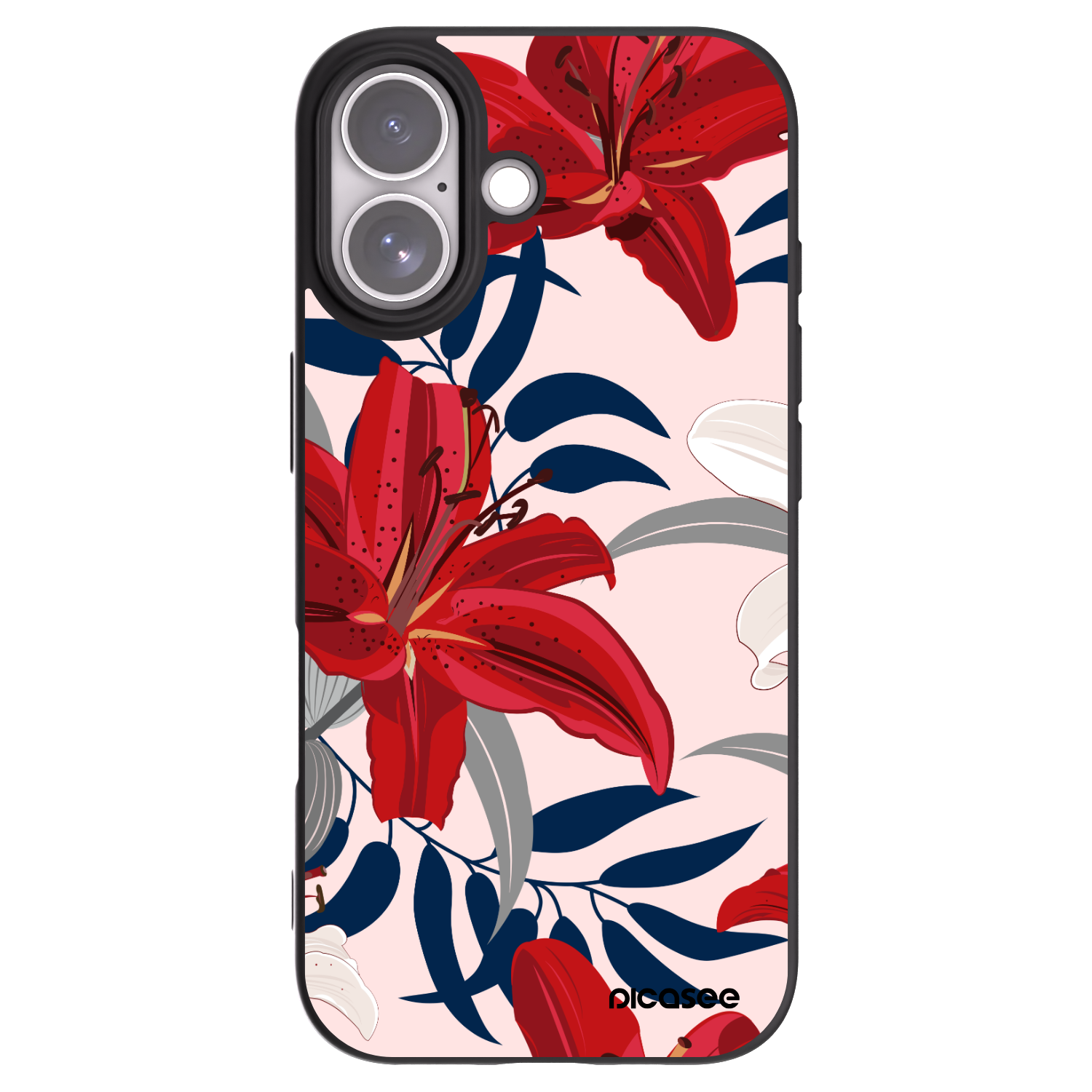 Picasee Μαύρη θήκη σιλικόνης για Apple iPhone 17 - Red Lily