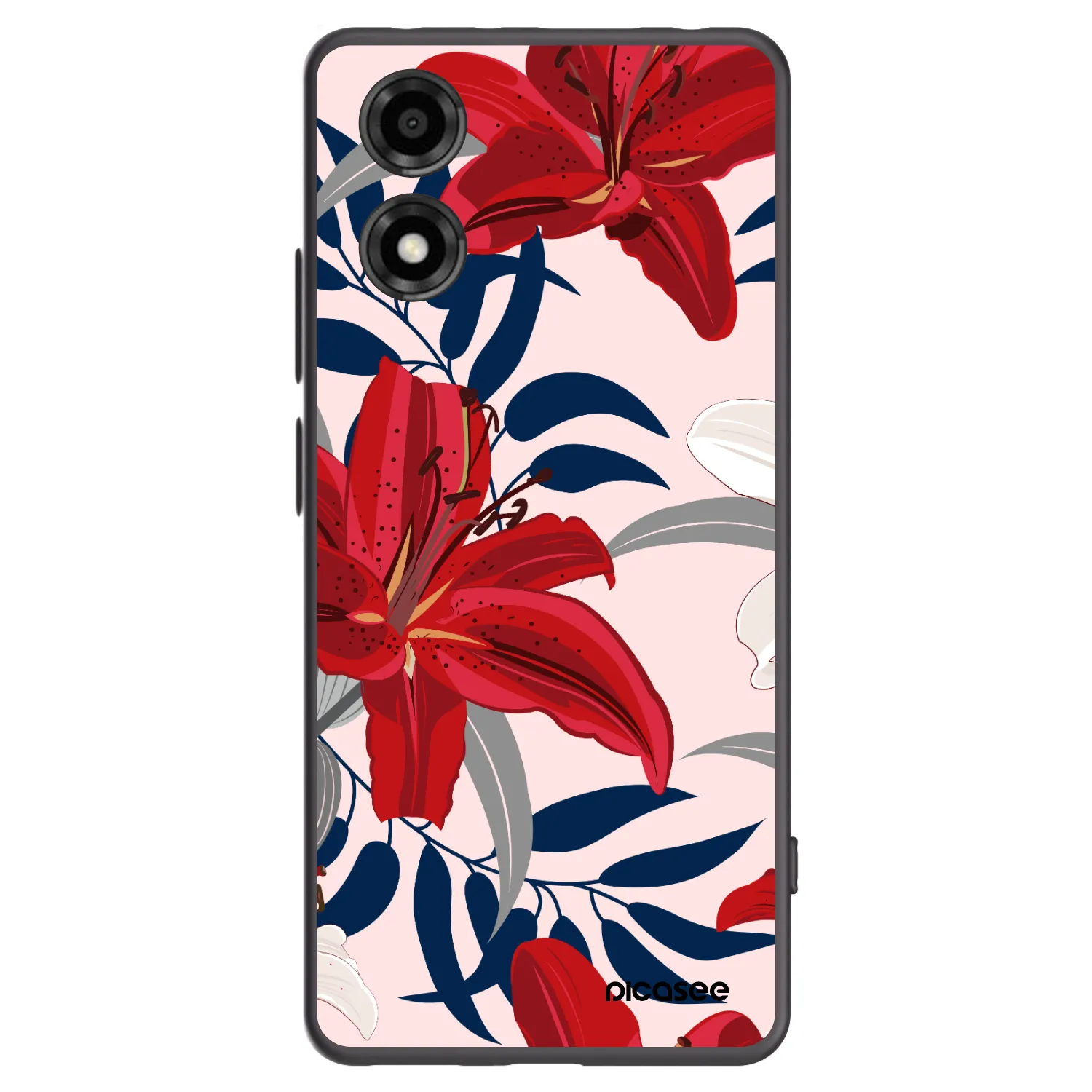 Picasee Μαύρη θήκη σιλικόνης για Motorola Moto E14 - Red Lily