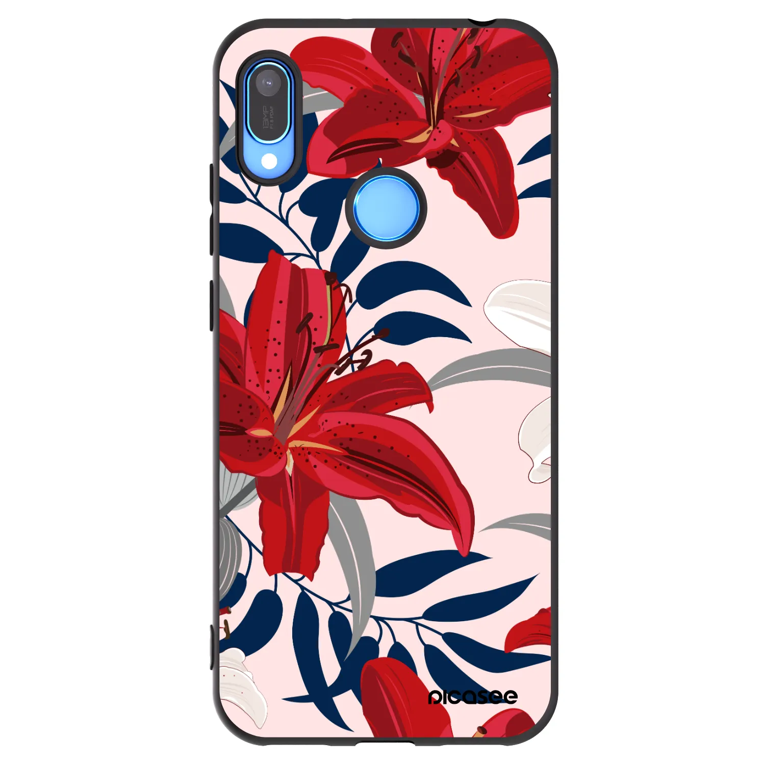 Picasee Μαύρη θήκη σιλικόνης για Huawei Y6 2019 - Red Lily