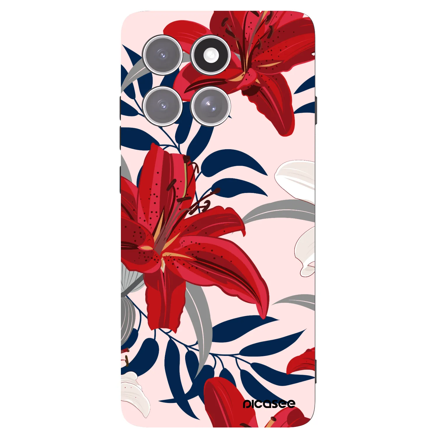 Picasee Μαύρη θήκη σιλικόνης για Motorola Edge 60 Pro - Red Lily