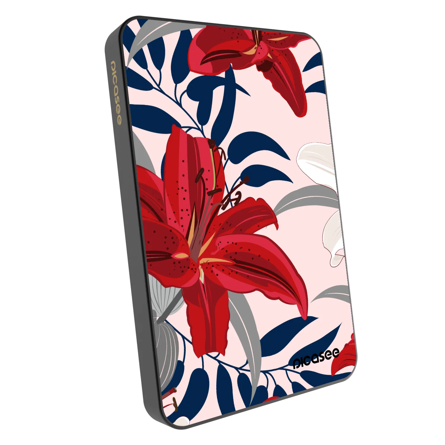 Picasee Powerbank με MagSafe 5 000 mAh Γκρί - Red Lily