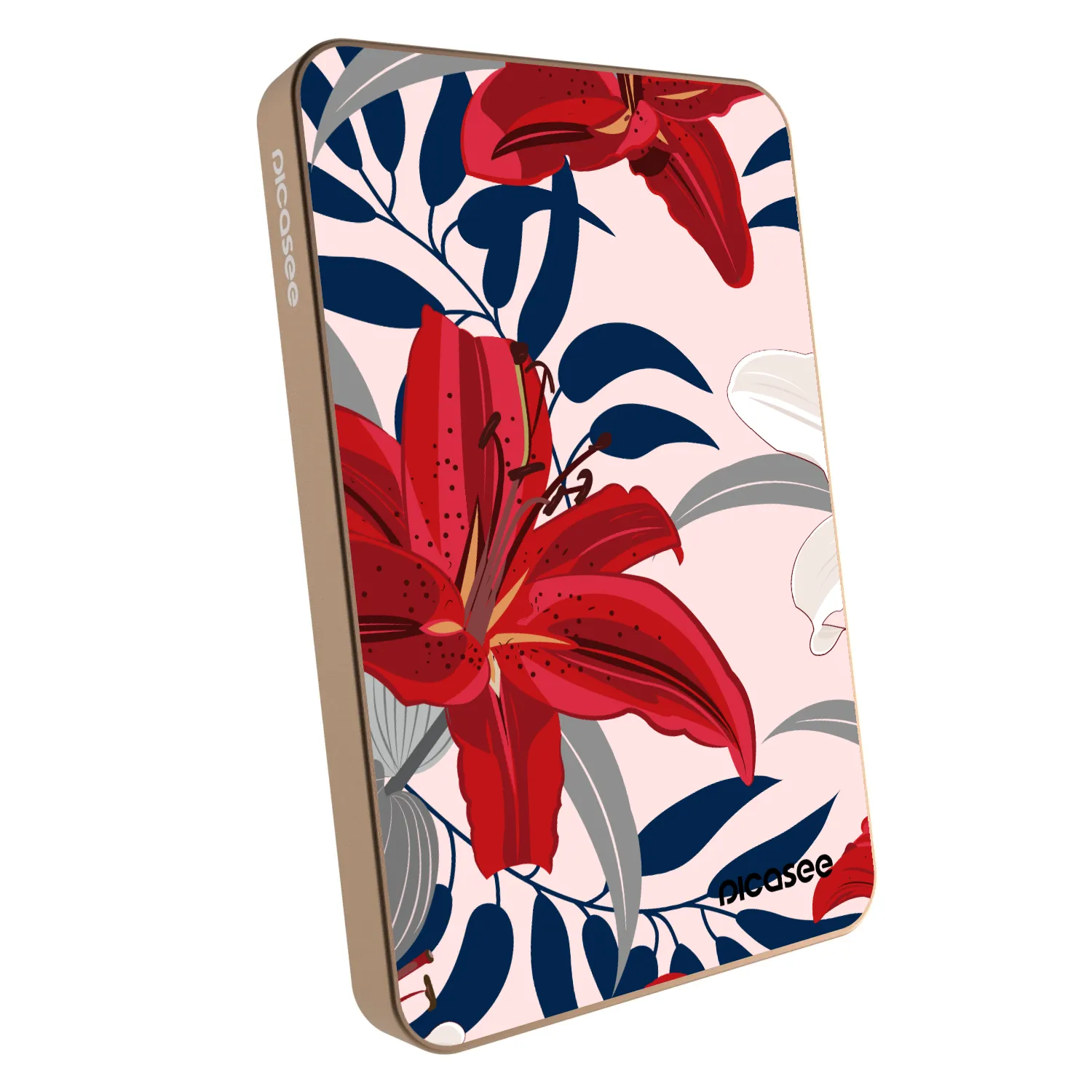 Picasee Powerbank με MagSafe 5 000 mAh Χρυσαφένιος - Red Lily