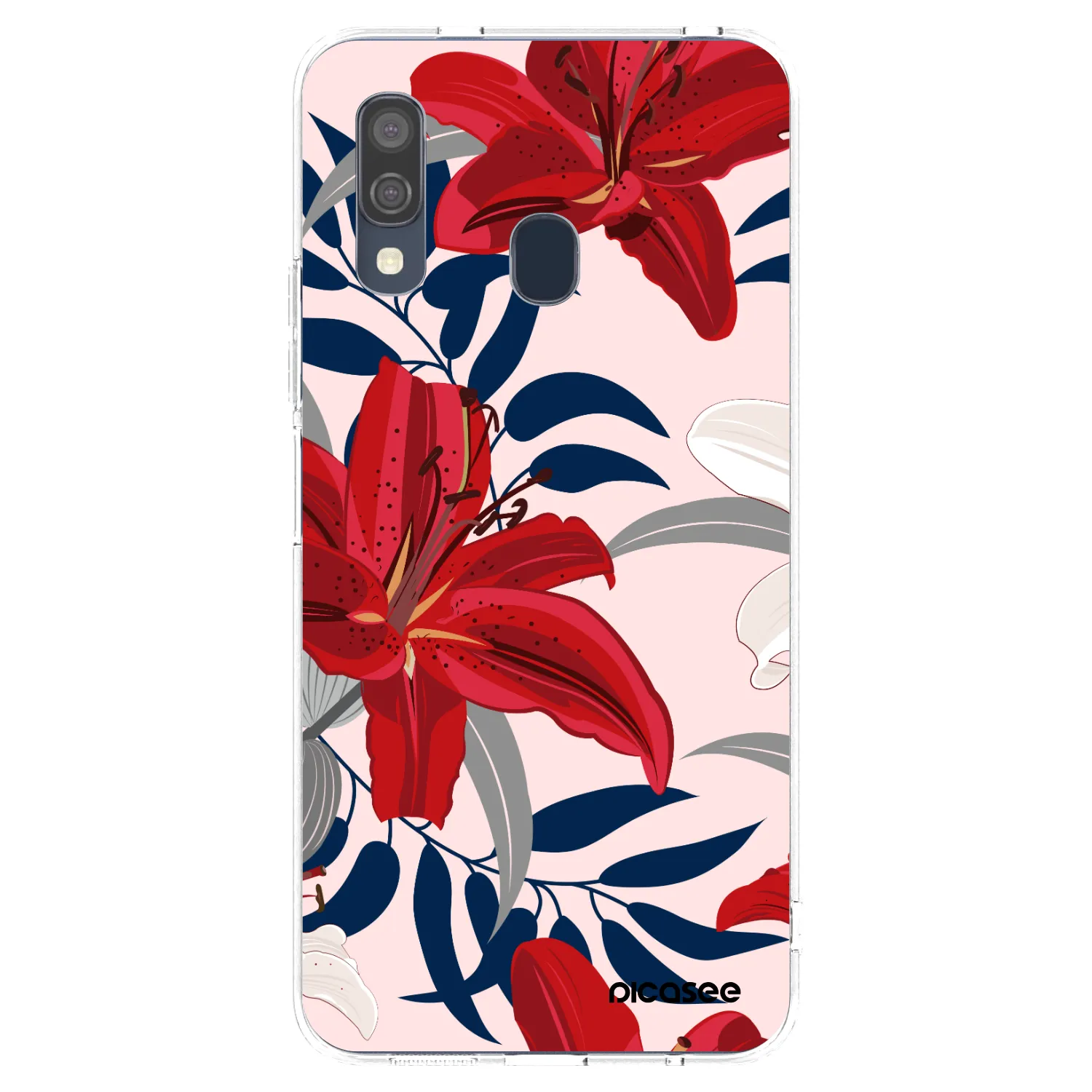 Picasee διαφανής θήκη σιλικόνης Samsung Galaxy A40 A405F - Red Lily