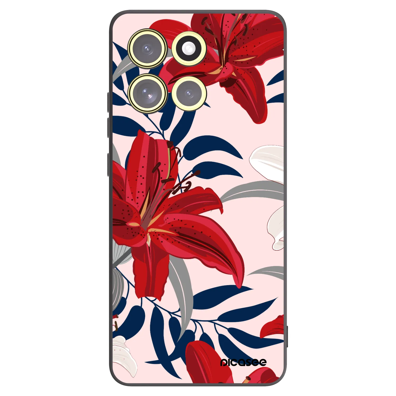 Picasee Μαύρη θήκη σιλικόνης για Motorola Moto G86 5G - Red Lily