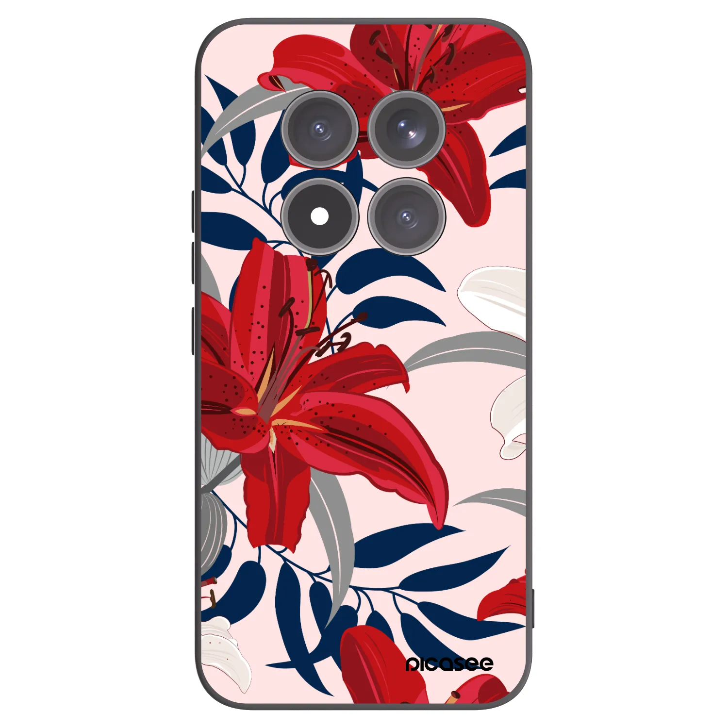 Picasee Μαύρη θήκη σιλικόνης για Xiaomi Redmi Note 15 Pro+ - Red Lily