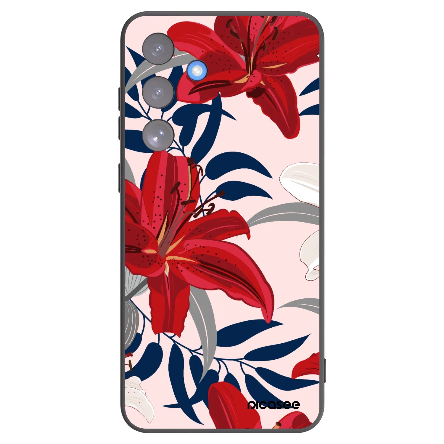 Picasee Μαύρη θήκη σιλικόνης για Samsung Galaxy S25 FE 5G - Red Lily