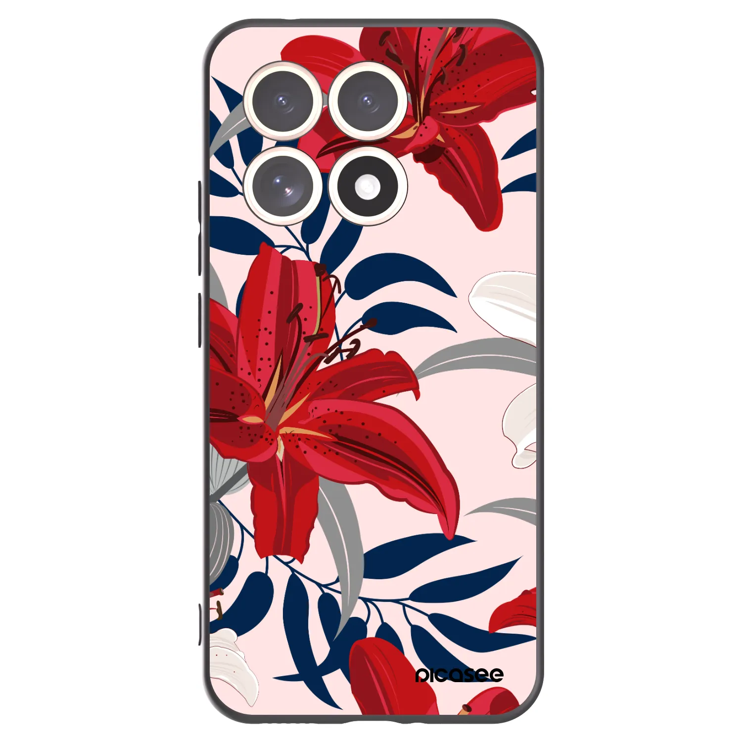 Picasee Μαύρη θήκη σιλικόνης για Xiaomi 15T - Red Lily