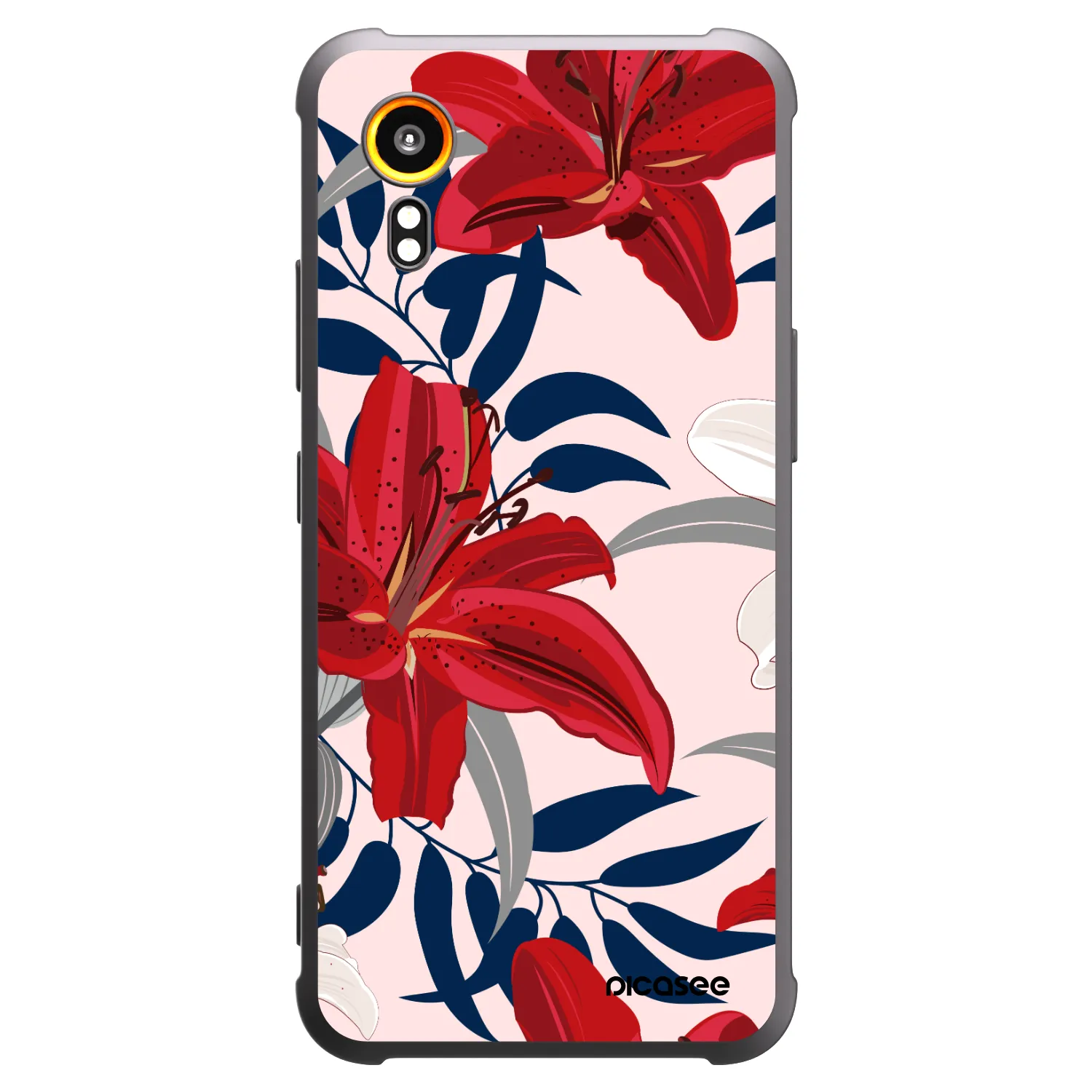 Picasee Μαύρη θήκη σιλικόνης για Samsung Galaxy Xcover 7 - Red Lily
