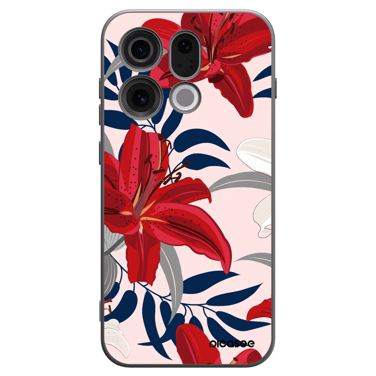 Picasee Μαύρη θήκη σιλικόνης για OPPO Find X9 - Red Lily