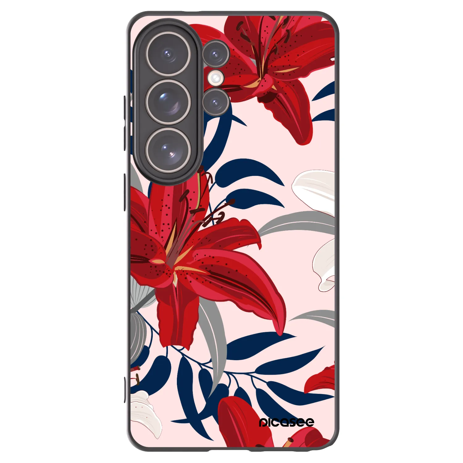 Picasee Μαύρη θήκη σιλικόνης για Samsung Galaxy S26 Ultra - Red Lily