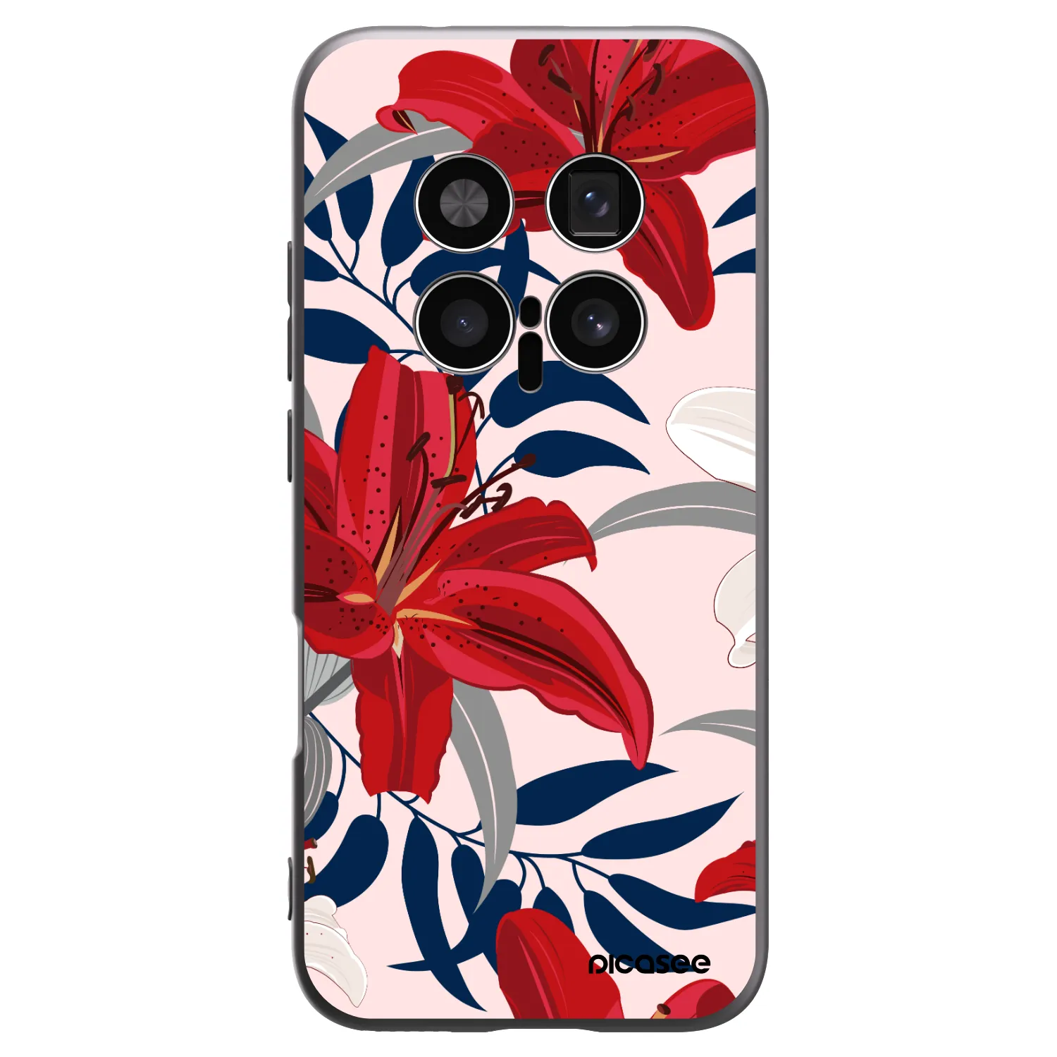 Picasee Μαύρη θήκη σιλικόνης για Honor Magic8 Pro 5G - Red Lily