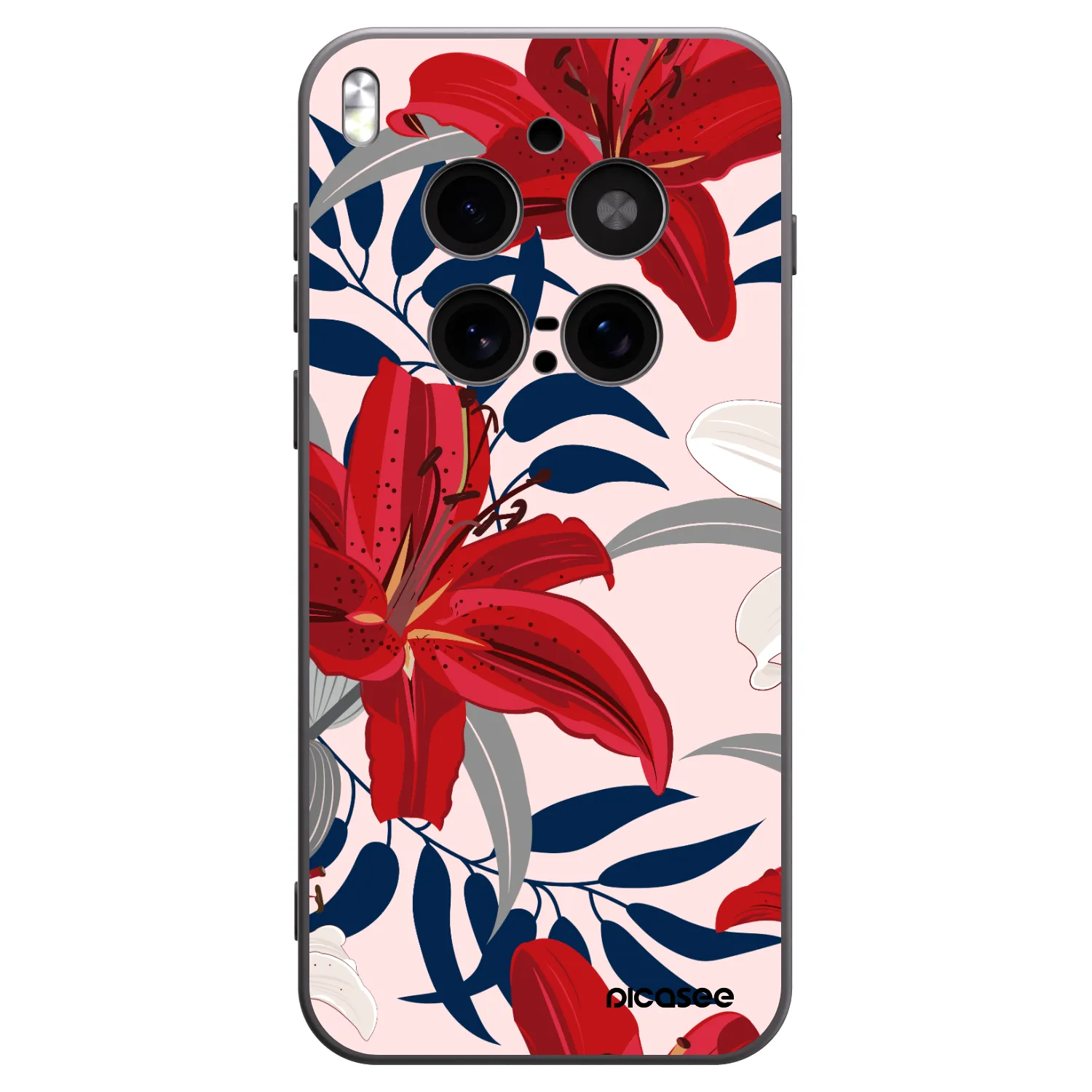 Picasee Μαύρη θήκη σιλικόνης για Vivo X300 Pro - Red Lily