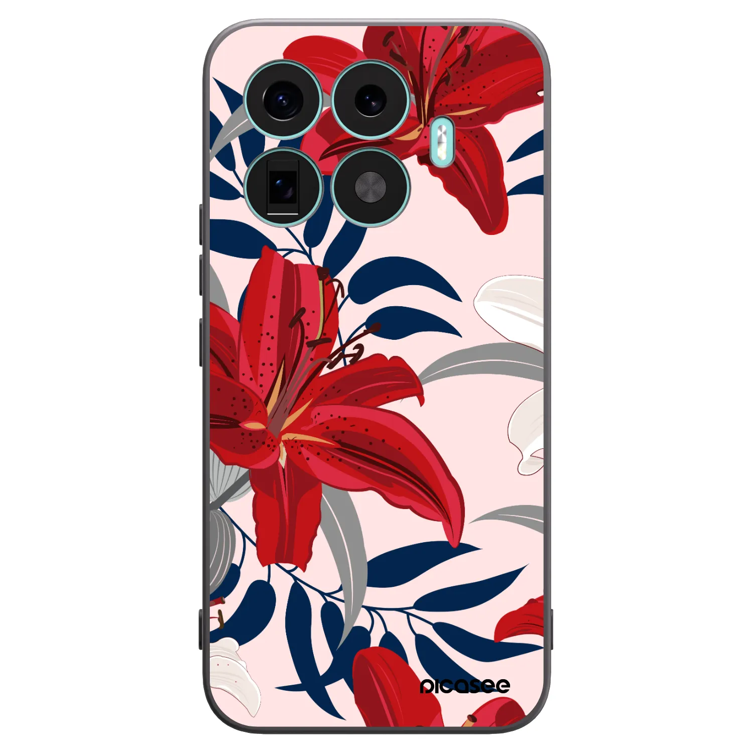 Picasee Μαύρη θήκη σιλικόνης για Xiaomi 17T Pro - Red Lily