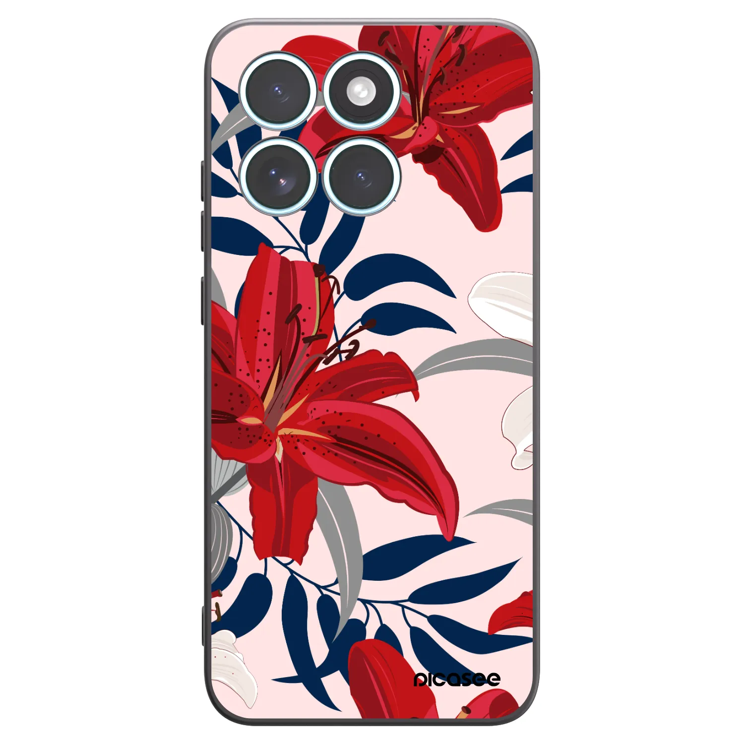 Picasee Μαύρη θήκη σιλικόνης για Motorola Edge 70 Fusion - Red Lily