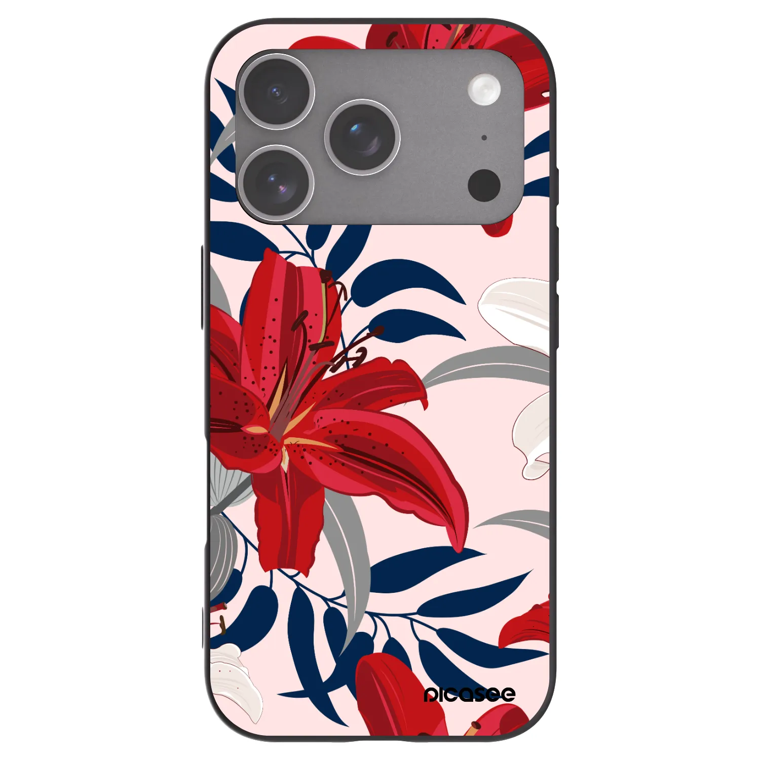 Picasee Μαύρη θήκη σιλικόνης για Apple iPhone 18 Pro - Red Lily