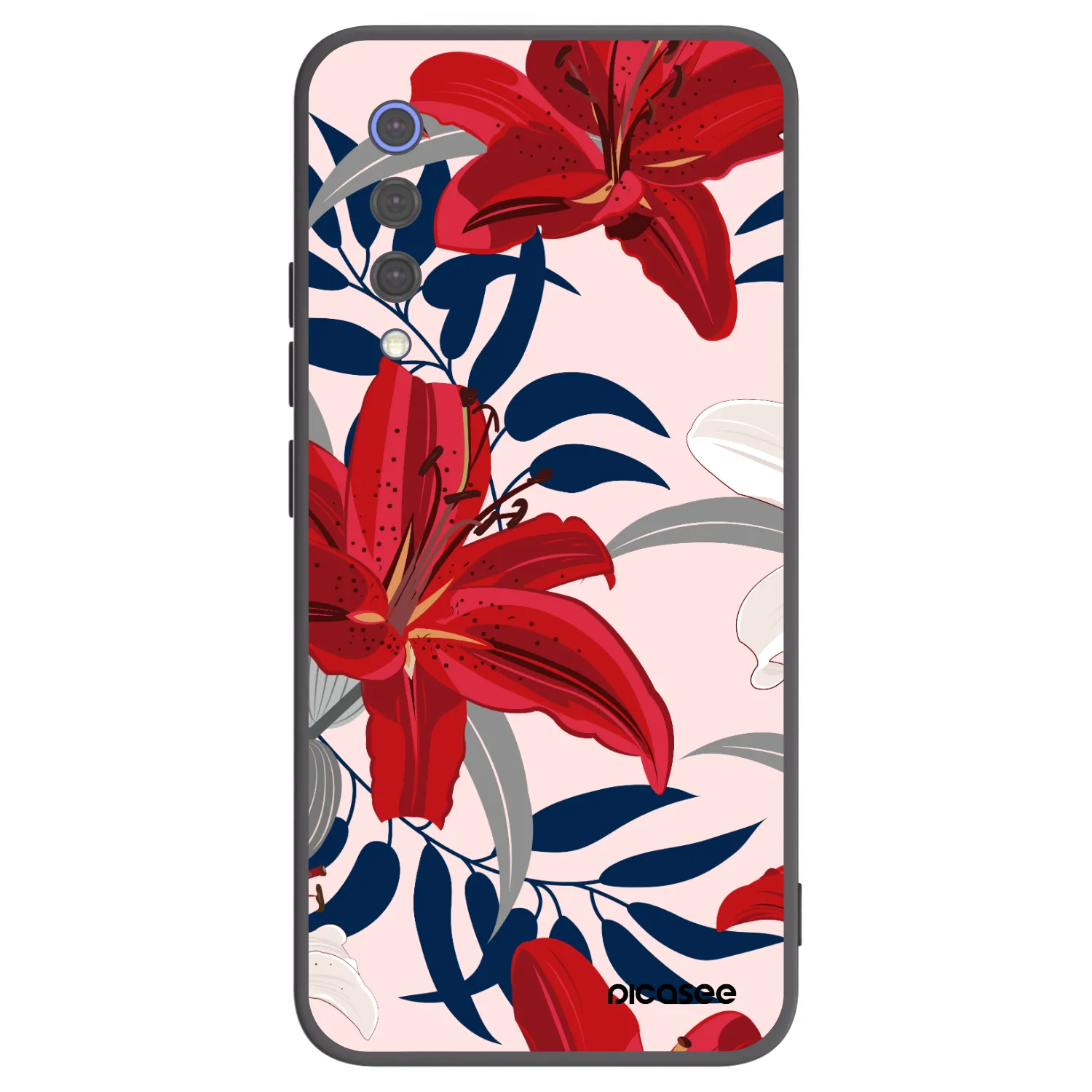 Picasee Μαύρη θήκη σιλικόνης για Xiaomi Mi 9 SE - Red Lily