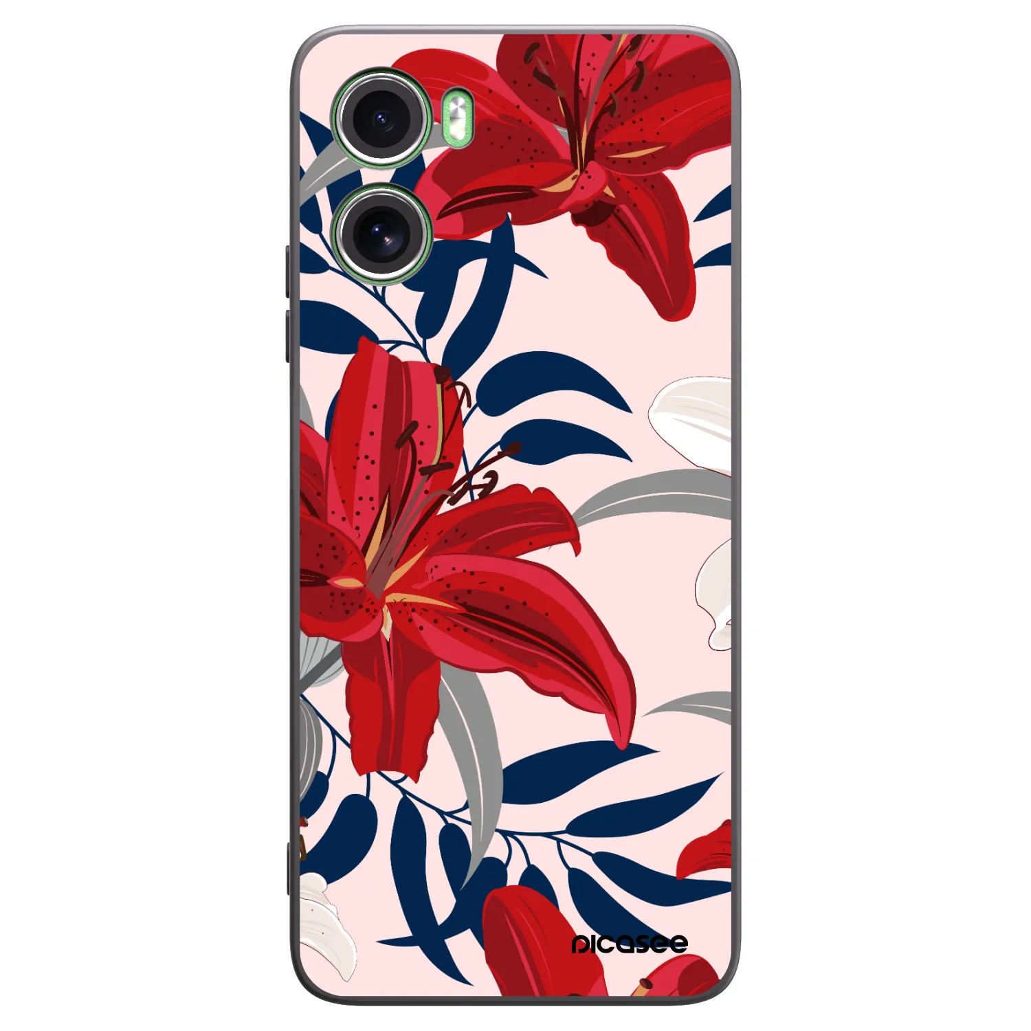 Picasee Μαύρη θήκη σιλικόνης για Motorola Moto G06 - Red Lily