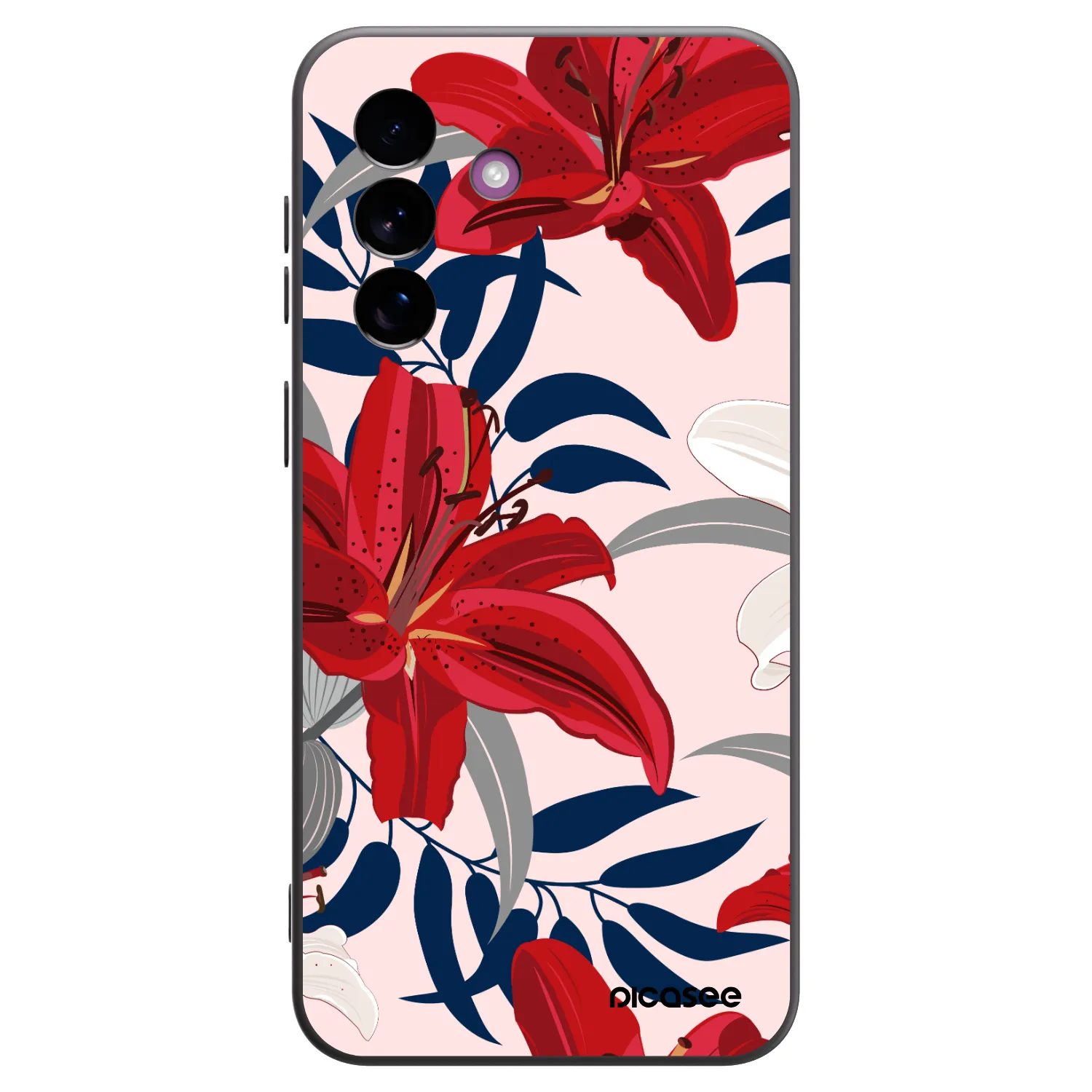 Picasee Μαύρη θήκη σιλικόνης για Samsung Galaxy A37 - Red Lily