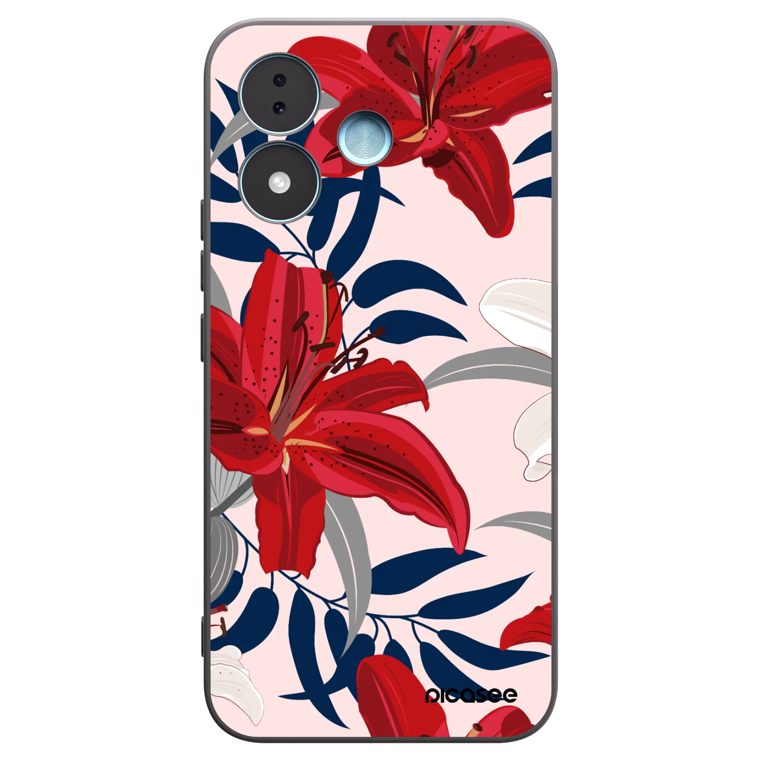 Picasee Μαύρη θήκη σιλικόνης για Xiaomi Redmi Note 17 5G - Red Lily