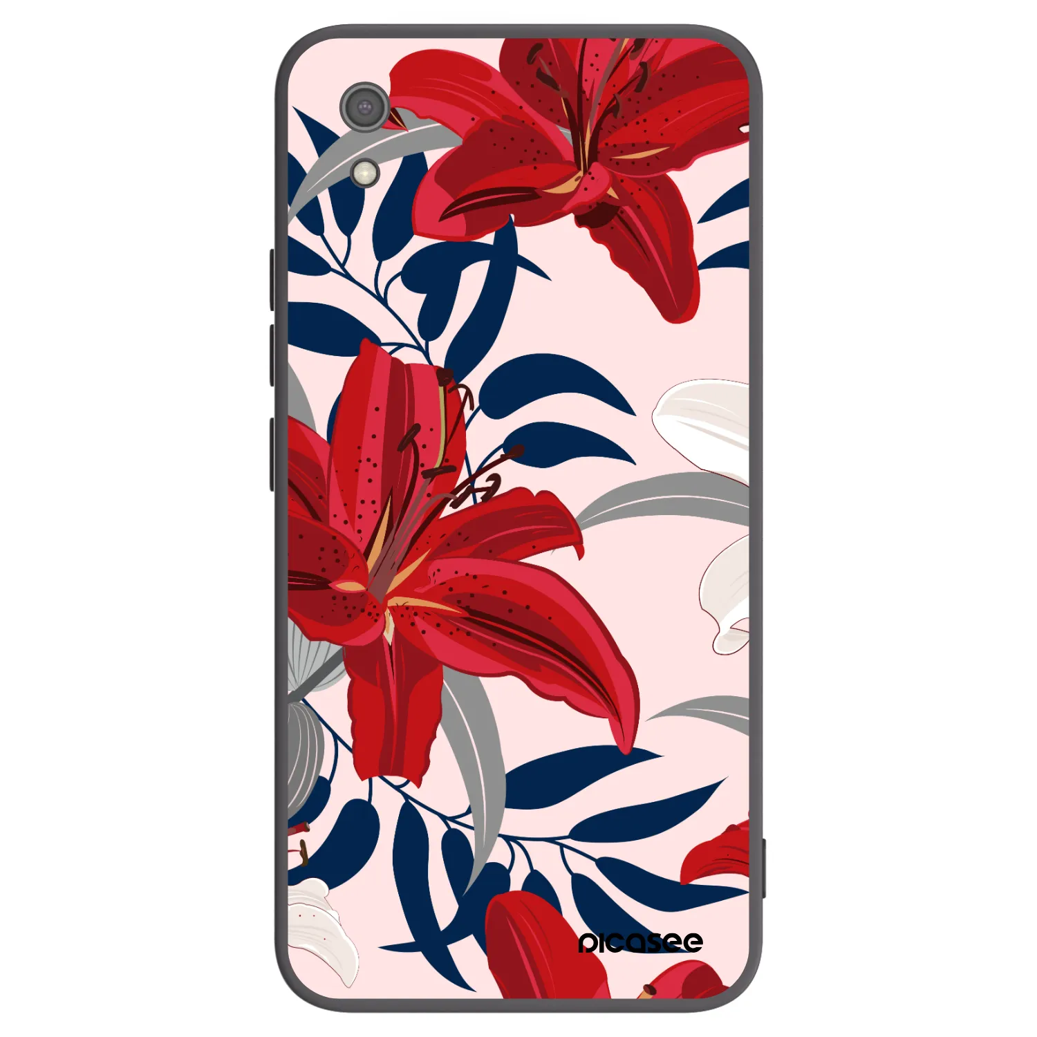 Picasee Μαύρη θήκη σιλικόνης για Xiaomi Redmi 7A - Red Lily