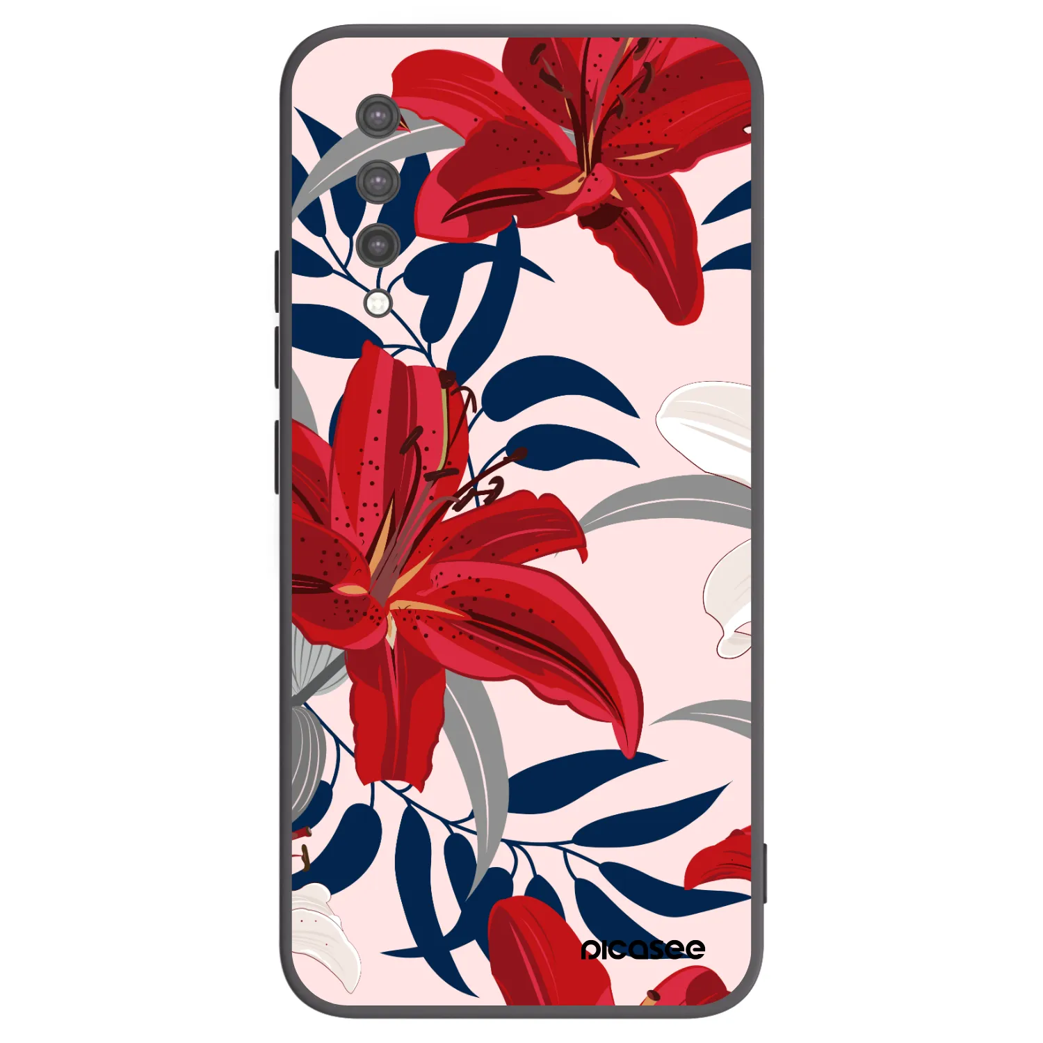 Picasee Μαύρη θήκη σιλικόνης για Xiaomi Mi 9 Lite - Red Lily