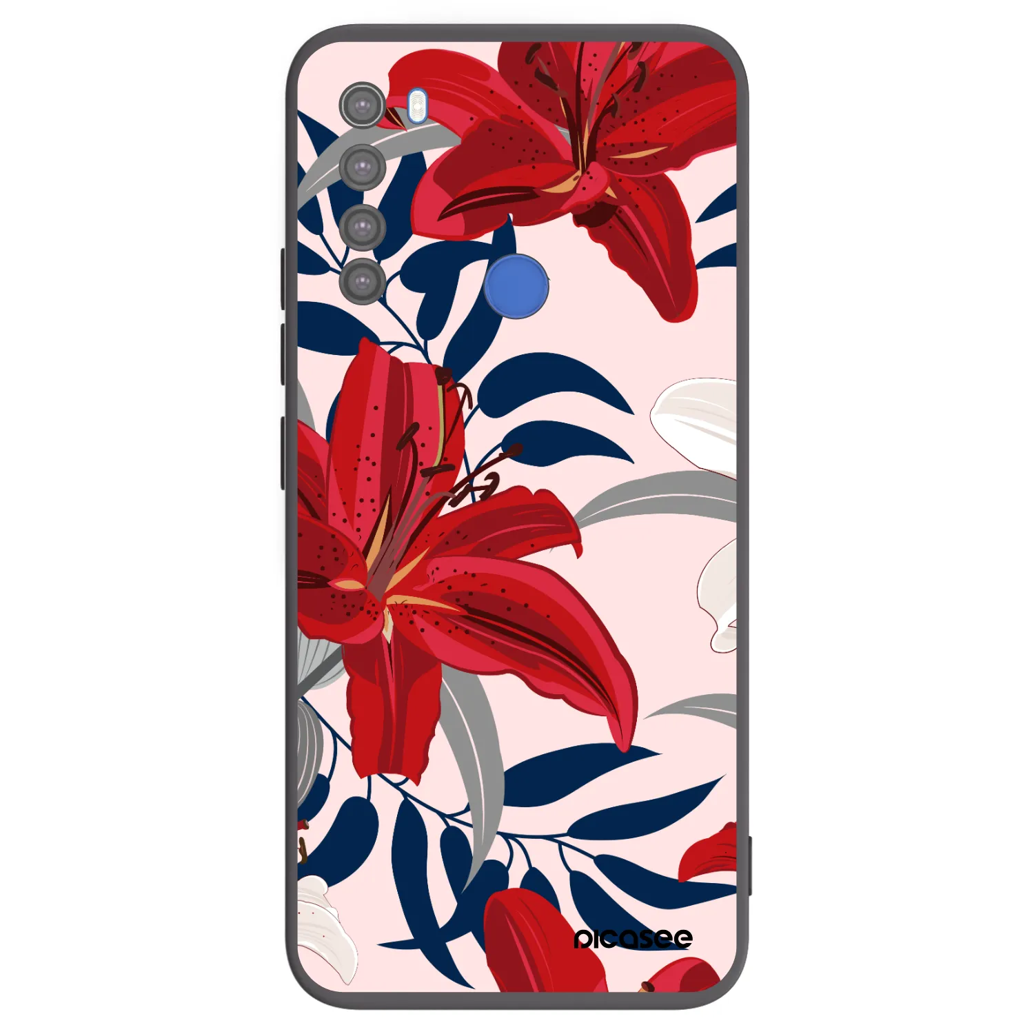Picasee Μαύρη θήκη σιλικόνης για Xiaomi Redmi Note 8T - Red Lily