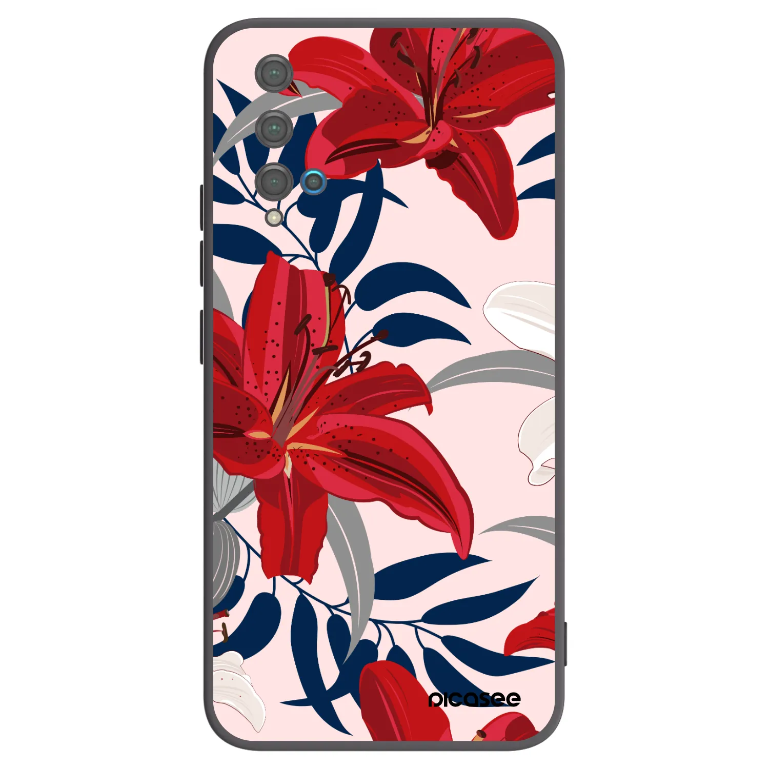 Picasee Μαύρη θήκη σιλικόνης για Huawei Nova 5T - Red Lily