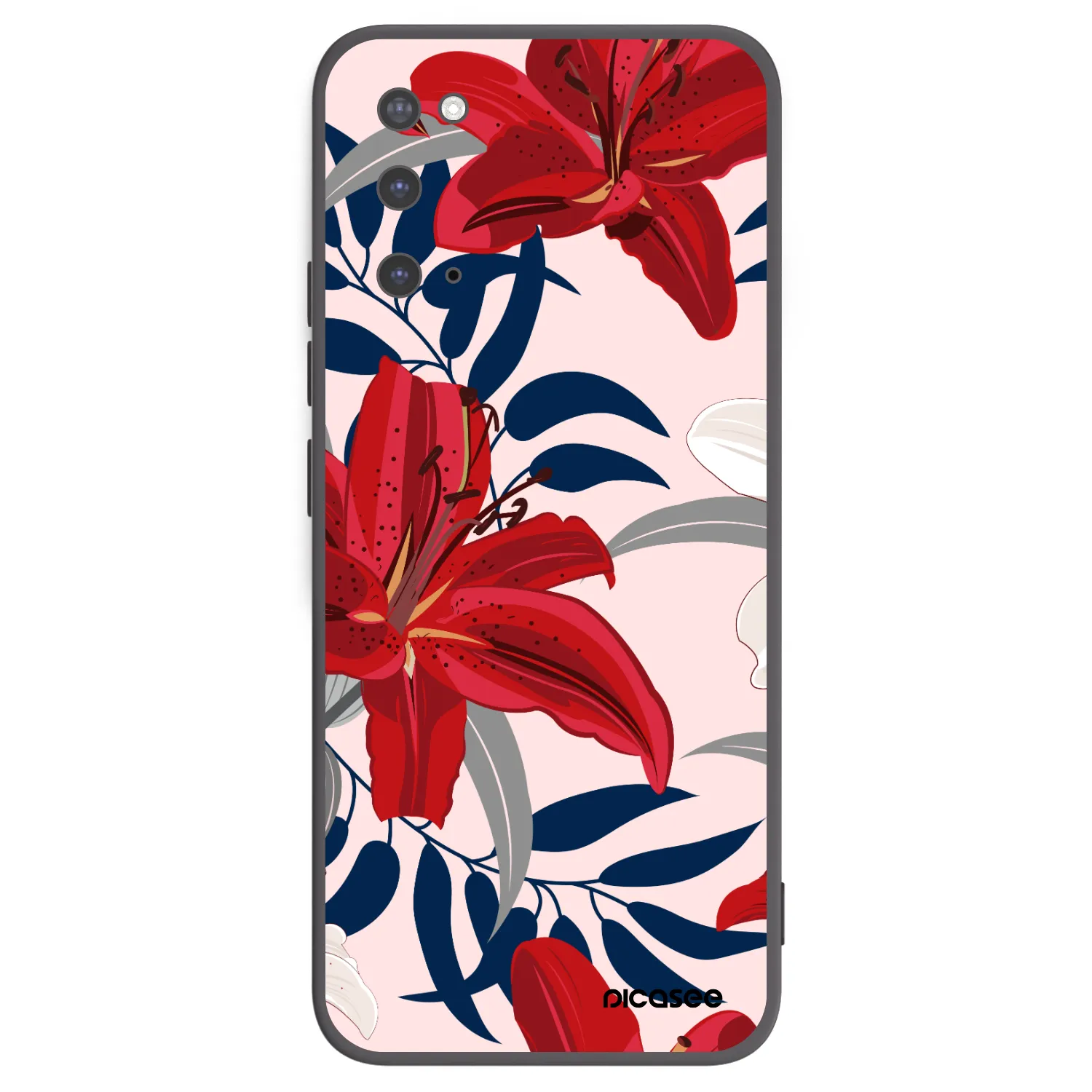 Picasee Μαύρη θήκη σιλικόνης για Samsung Galaxy S20 G980F - Red Lily