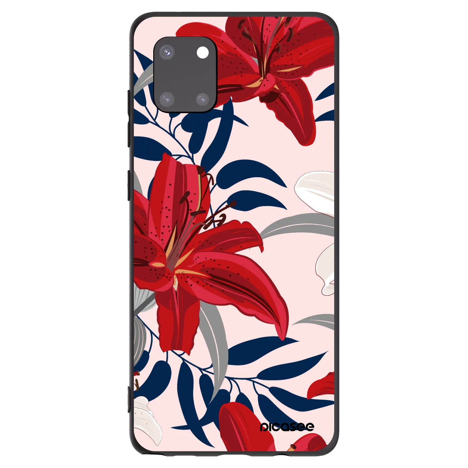 Picasee Μαύρη θήκη σιλικόνης για Samsung Galaxy Note 10 Lite N770F - Red Lily