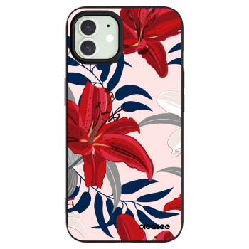 Picasee Μαύρη θήκη σιλικόνης για Apple iPhone 12 - Red Lily