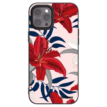 Picasee Μαύρη θήκη σιλικόνης για Apple iPhone 12 Pro Max - Red Lily
