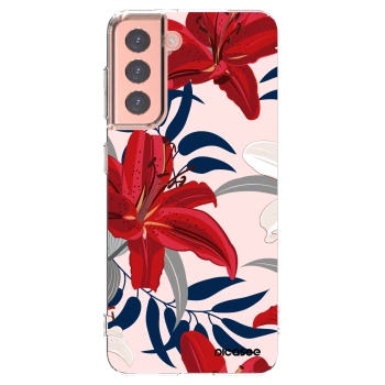 Picasee διαφανής θήκη σιλικόνης Samsung Galaxy S21 5G G991B - Red Lily