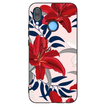 Picasee Μαύρη θήκη σιλικόνης για Huawei P20 Lite - Red Lily