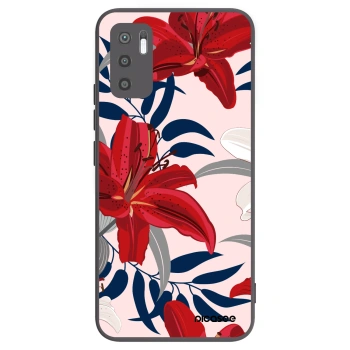 Picasee Μαύρη θήκη σιλικόνης για Xiaomi Redmi Note 10 5G - Red Lily