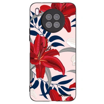 Picasee Μαύρη θήκη σιλικόνης για Huawei Nova 8i - Red Lily