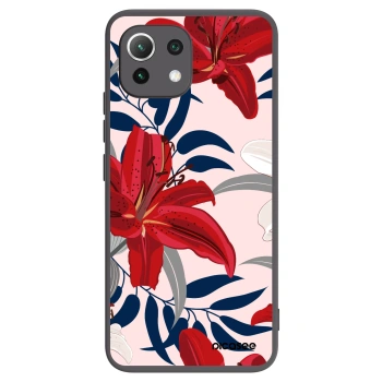 Picasee Μαύρη θήκη σιλικόνης για Xiaomi 11 Lite 5G NE - Red Lily
