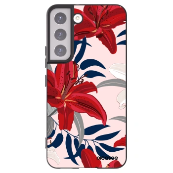 Picasee Μαύρη θήκη σιλικόνης για Samsung Galaxy S22 5G - Red Lily