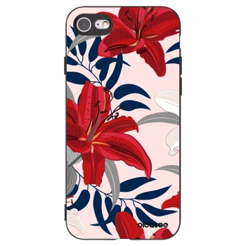 Picasee Μαύρη θήκη σιλικόνης για Apple iPhone SE 2022 - Red Lily