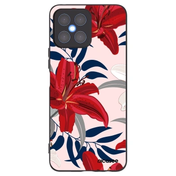 Picasee Μαύρη θήκη σιλικόνης για Honor X8 4G - Red Lily