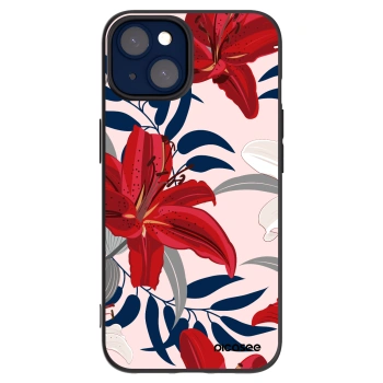 Picasee Μαύρη θήκη σιλικόνης για Apple iPhone 14 - Red Lily