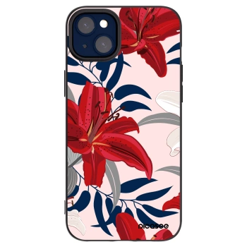 Picasee Μαύρη θήκη σιλικόνης για Apple iPhone 14 Plus - Red Lily