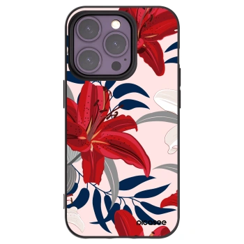 Picasee Μαύρη θήκη σιλικόνης για Apple iPhone 14 Pro - Red Lily