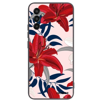Picasee Μαύρη θήκη σιλικόνης για Samsung Galaxy M13 M135F - Red Lily