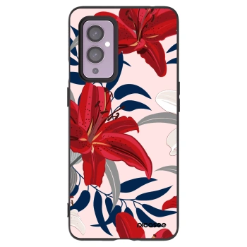 Picasee Μαύρη θήκη σιλικόνης για OnePlus 9 - Red Lily