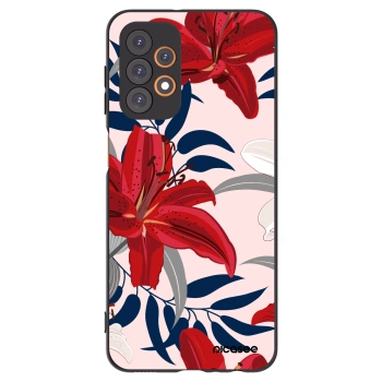 Picasee Μαύρη θήκη σιλικόνης για Samsung Galaxy A23 A235F 4G - Red Lily