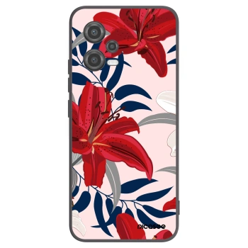 Picasee Μαύρη θήκη σιλικόνης για Xiaomi Poco X5 - Red Lily