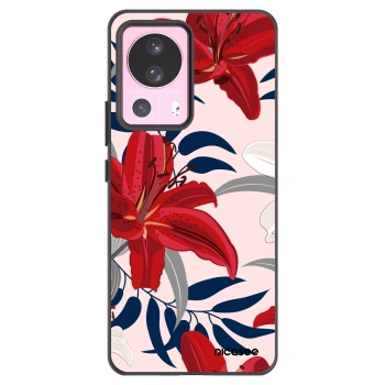 Picasee Μαύρη θήκη σιλικόνης για Xiaomi 13 Lite - Red Lily